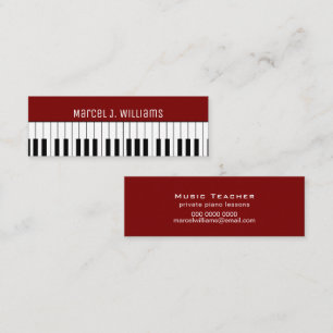 Piano Lessons Music Teacher dark red Mini Business Card