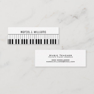 Piano Lessons Music Teacher white Mini Business Card