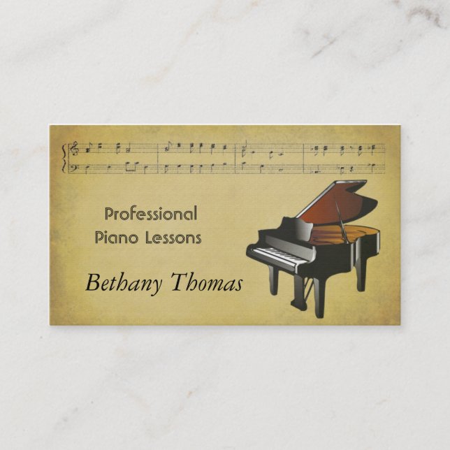Piano Lessons Piano Sales Business Card (Front)