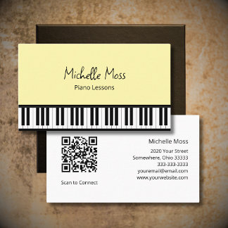 Piano Lessons Simple Keyboard Musical Yellow Business Card