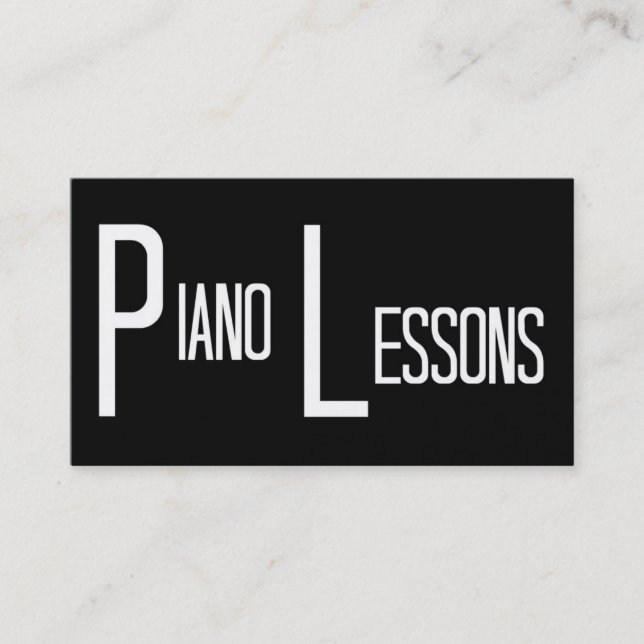 Piano Lessons Word Business Card (Front)
