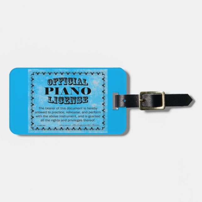 Piano License Luggage Tag (Front Horizontal)