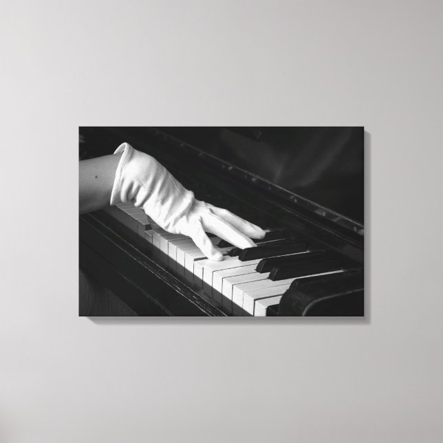 Piano macro closeup, Playing in gloves Canvas Print (Front)