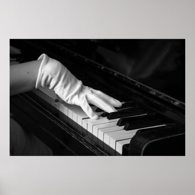 Piano macro closeup, Playing in gloves Poster (Front)