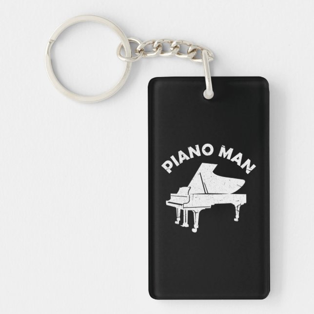 Piano Man Funny Keyboard Pianist Musician Piano Key Ring (Front)