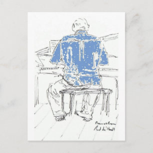 Piano Man in Blue shirt any occasion your words Postcard