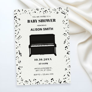 Piano melody music notes baby shower invitation