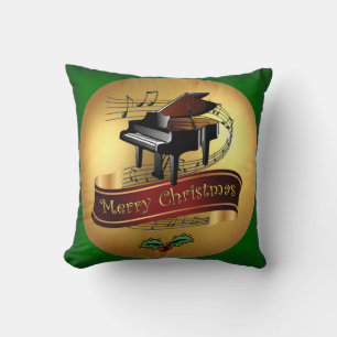 Piano ~ Merry Christmas & Musical Scroll ~  Cushion