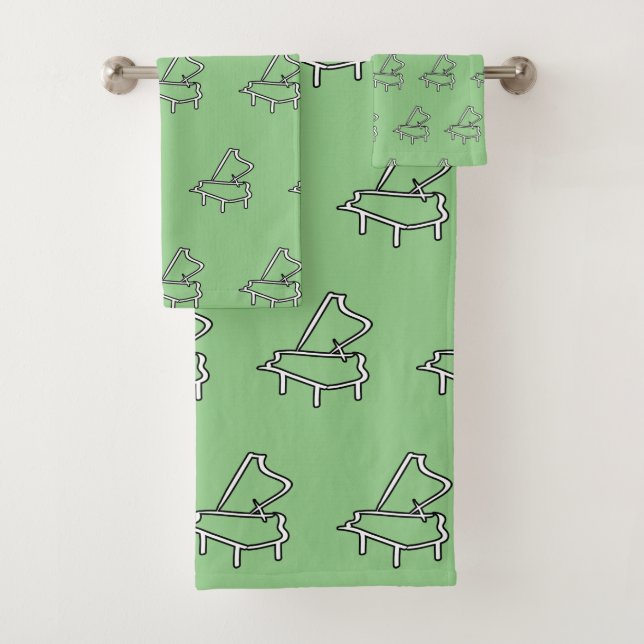 Piano Mint Green  Bath Towel Set (Insitu)