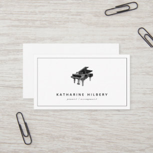 Piano Modern Minimalist White Business Card