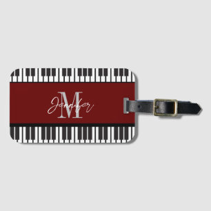 Piano Monogram Name Personalised Luggage Tag