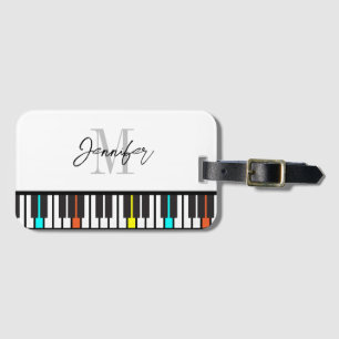 Piano Monogram Name Personalised Luggage Tag