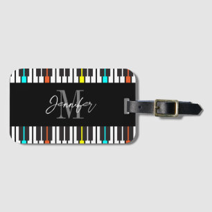 Piano Monogram Name Personalised Luggage Tag