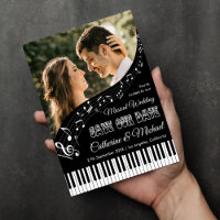 Piano Music Black & White Photo QR Code Wedding