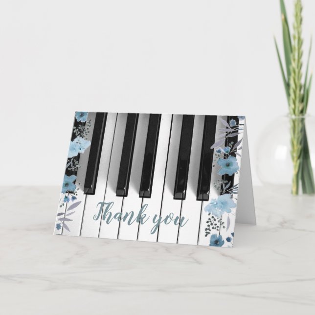 piano music blue floral thank you (Front)