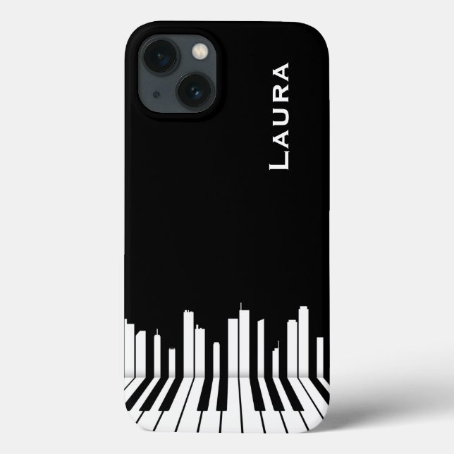 Piano Music City Black And White Keyboard Name Case-Mate iPhone Case (Back)
