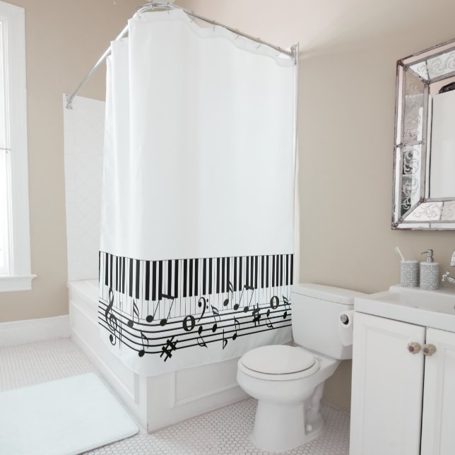 Piano Music Design Shower Curtain (In Situ)