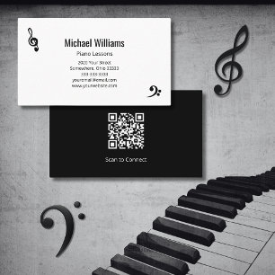 Piano Music Lessons Treble Bass Clef Business Card