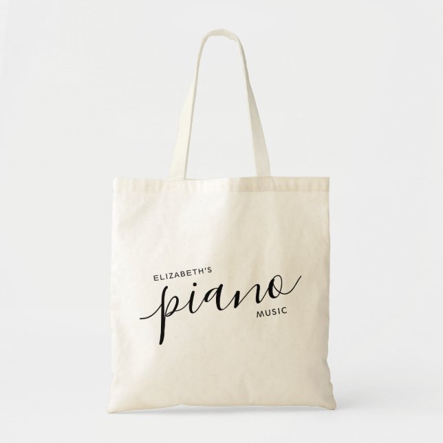 Piano Music Modern Personalised Script Name  Tote  Bag (Front)