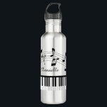 Piano Music Notes Custom Colours Personalised 710 Ml Water Bottle<br><div class="desc">Modern, stylish water bottle with piano keyboard and music notes and a name, monogram or your custom text in your choice of font styles and colours (shown in black and white). Create your own custom look that fits your style. Ideal for pianists, music teachers and instructors, musicians and music professionals....</div>