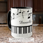Piano Music Notes Personalised Custom Colours Mug<br><div class="desc">Modern, personalised music coffee mug featuring a piano keyboard and music notes with a name, monogram or custom text in your choice of colours and font styles (shown in black and white). Ideal for music teachers, musicians and music professionals. The sample is shown in the 15 oz. size mug with...</div>