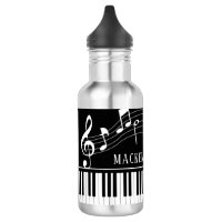 Piano Music Notes Script Name Black White Stainles