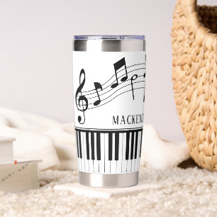 Piano Music Notes Script Name Custom Insulated Tumbler