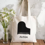 Piano Music Studio, Teacher Promotional Student  Tote Bag<br><div class="desc">Promote your piano or music business with this grand piano tote bag. Use them as a personalised gift for students,  who can carry sheet music to lessons in these great tote bags. They may be personalised with the name of your studio and contact information.</div>