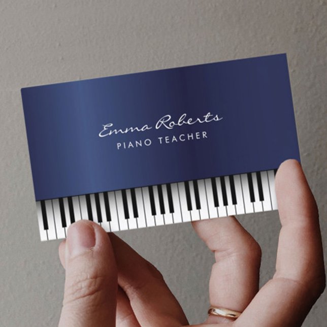 Piano Music Teacher Royal Blue Musical Business Card (Creator Uploaded)