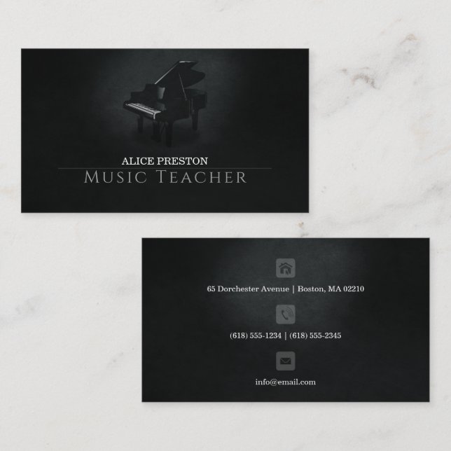Piano Music Teacher | Very elegant Business Card (Front/Back)