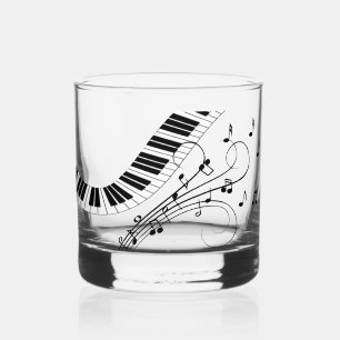 Piano Music Theme Design Whiskey Glass