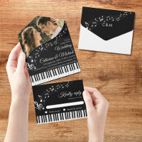 Piano Musical Notes Black & White Photo Wedding