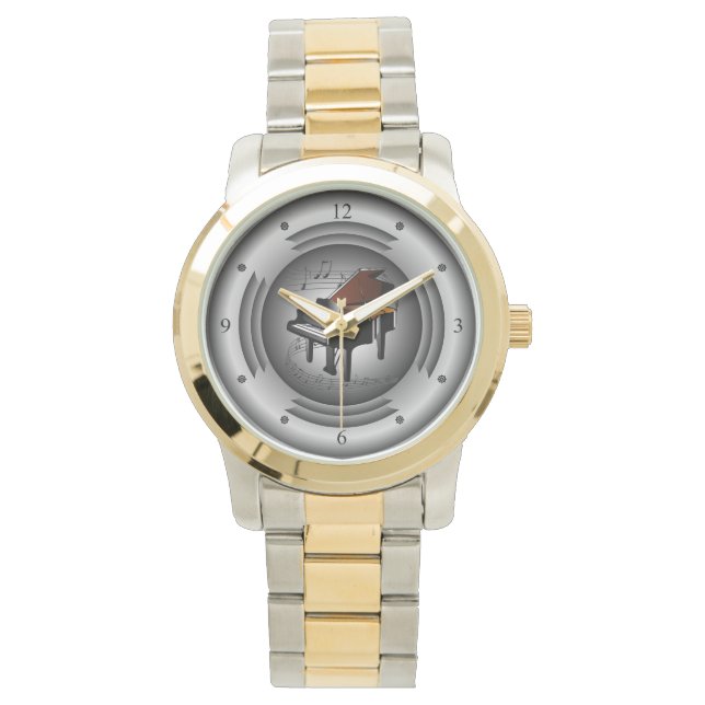 Piano ~ Musical Scroll ~ Silver Speaker ~ Watch (Front)