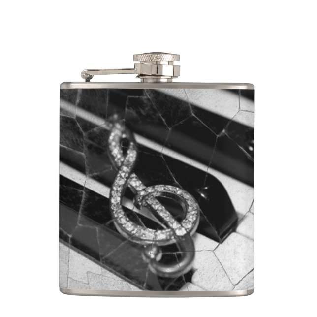 Piano Musical symbol Hip Flask (Front)