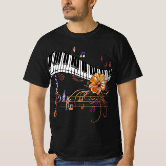 Piano Musically Keyboard Gold Flower T-Shirt