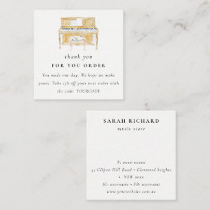 Piano Musician Music Teacher Thank you Order Square Business Card