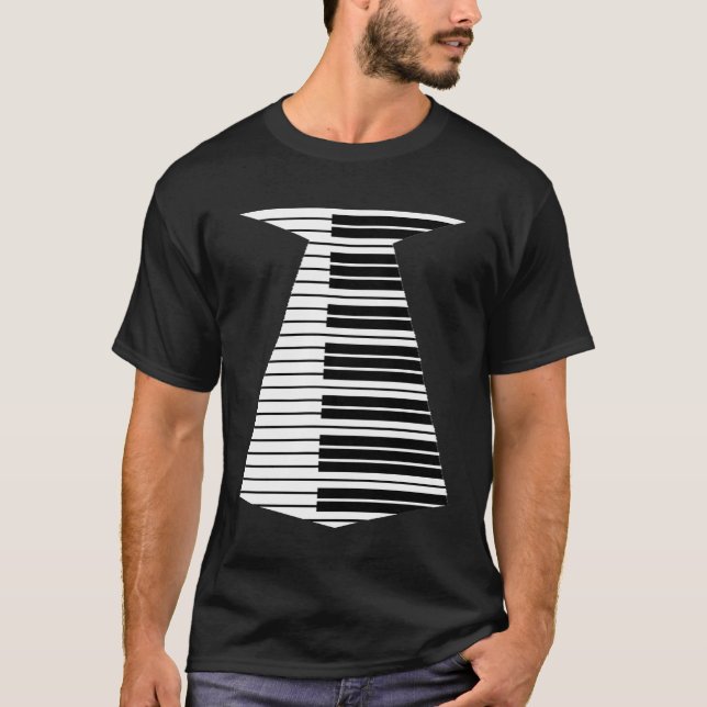 Piano Neck Tie Funny Humourous Keyboard Music Play T-Shirt (Front)
