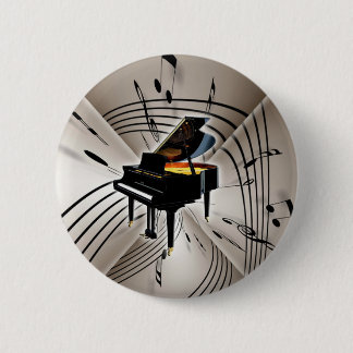 Piano Notes and Staff 6 Cm Round Badge