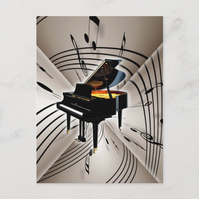 Piano Notes and Staff Postcard (Front)