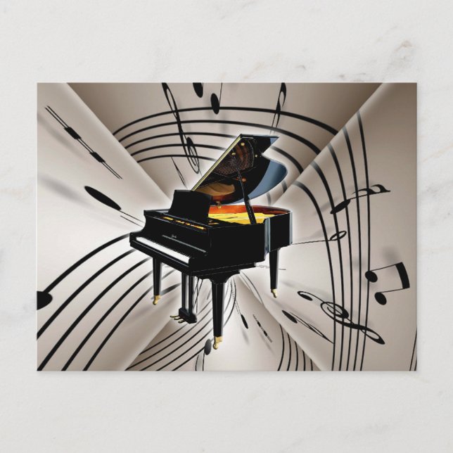 Piano Notes and Staff Postcard (Front)