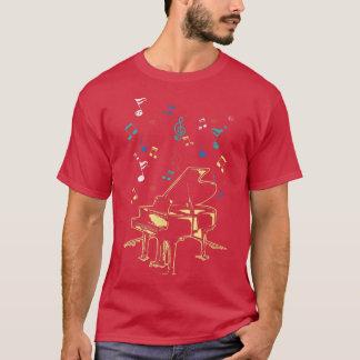 Piano Notes Fly To Success Play Music Grand Concer T-Shirt