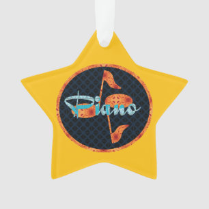 Piano Notes Pattern Circle Ornament