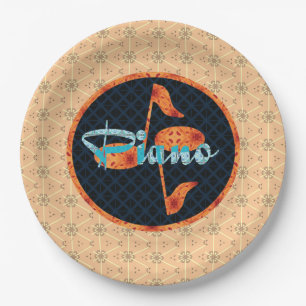 Piano Notes Pattern Circle Paper Plate