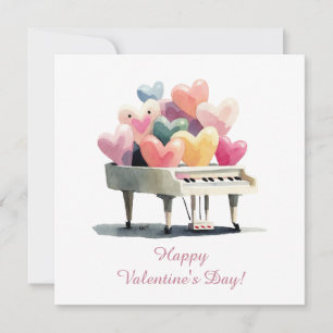 Piano of Love Hearts Valentine's Day Card