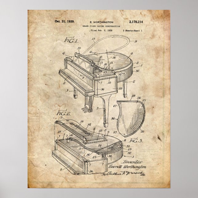 Piano Patent Poster (Front)