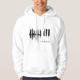 Piano piano keys print man woman black white hoodie