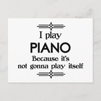 Piano - Play Itself Funny Deco Music Postcard