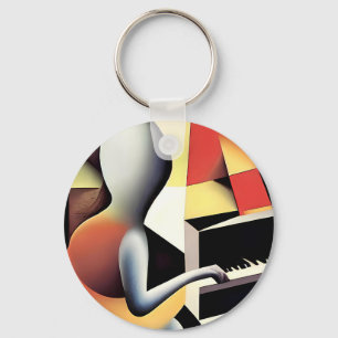 Piano Player - Airbrush Art Key Ring