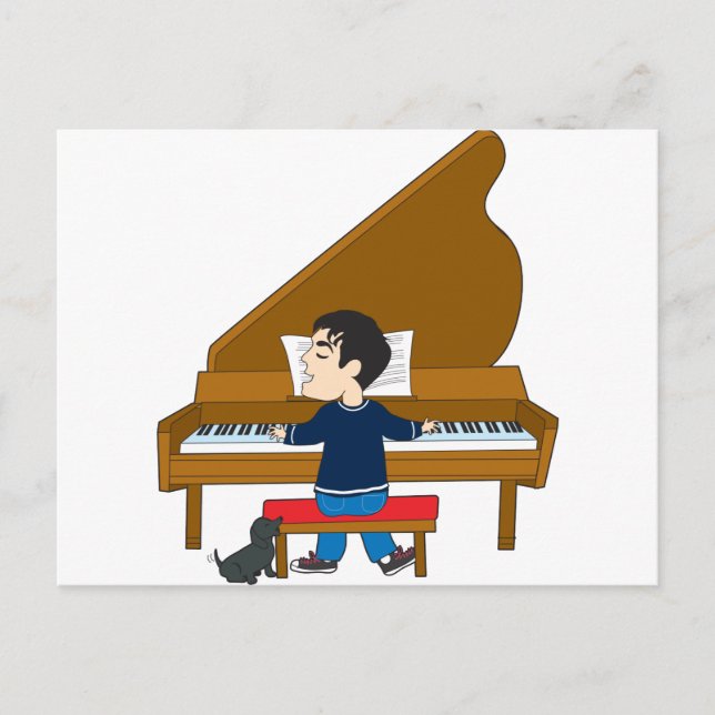 Piano Player and Dog Postcard (Front)