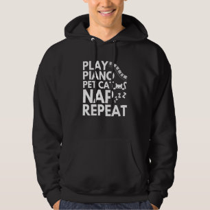 Piano Player Cat  Cat Big Fans Pianist Musical Hoodie